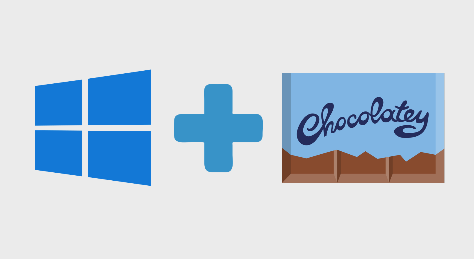 Logotipo do windows com um sinal de soma, seguido pelo logotipo do chocolatey