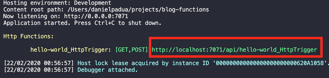 Function up, running and debuggable!