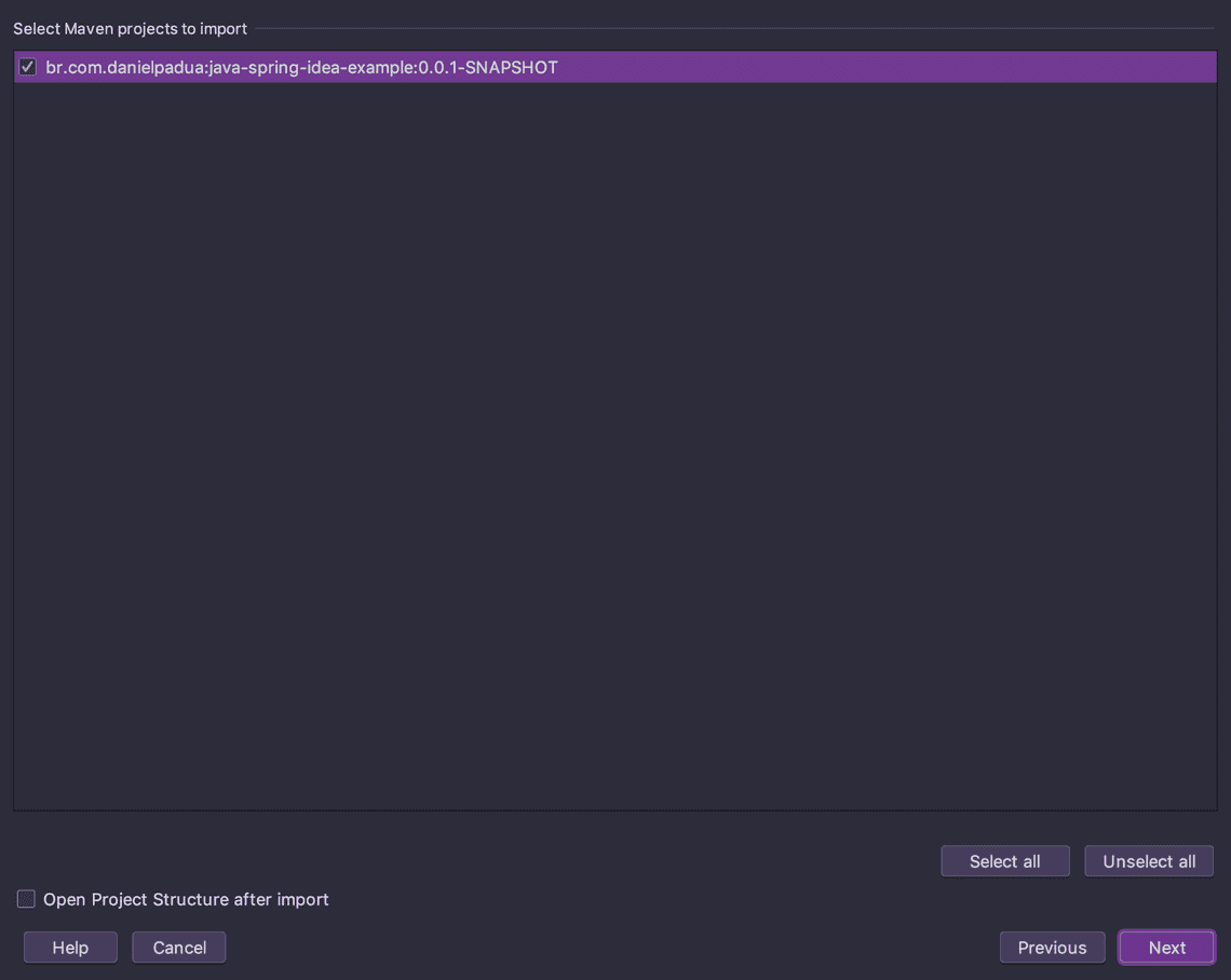 Select the project